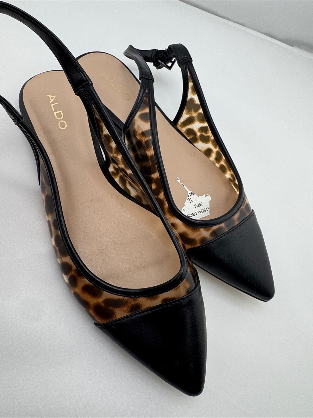 ALDO womens Karowara Leopard Print Translucent Slingback Flats Size 7 narrow
